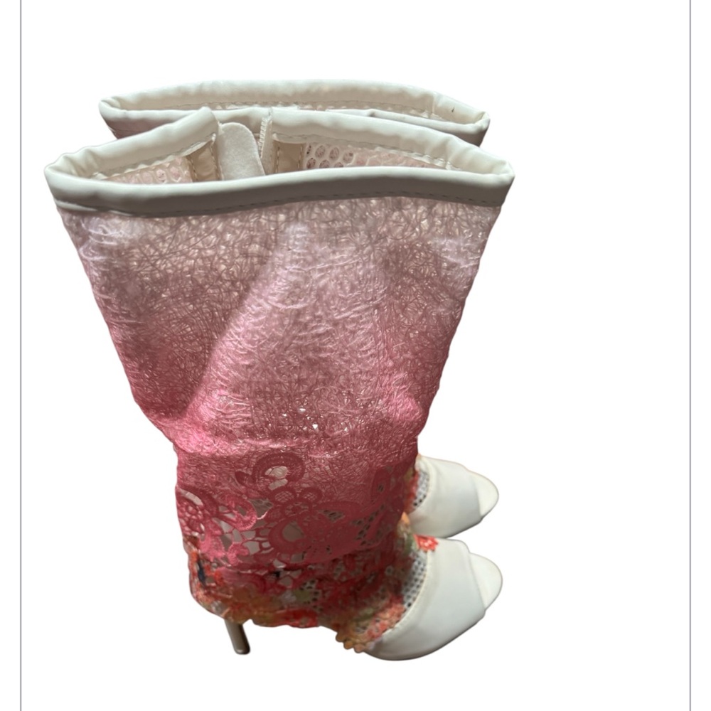 Women’s Pink Ombre Lace overlay Heeled Boots size various